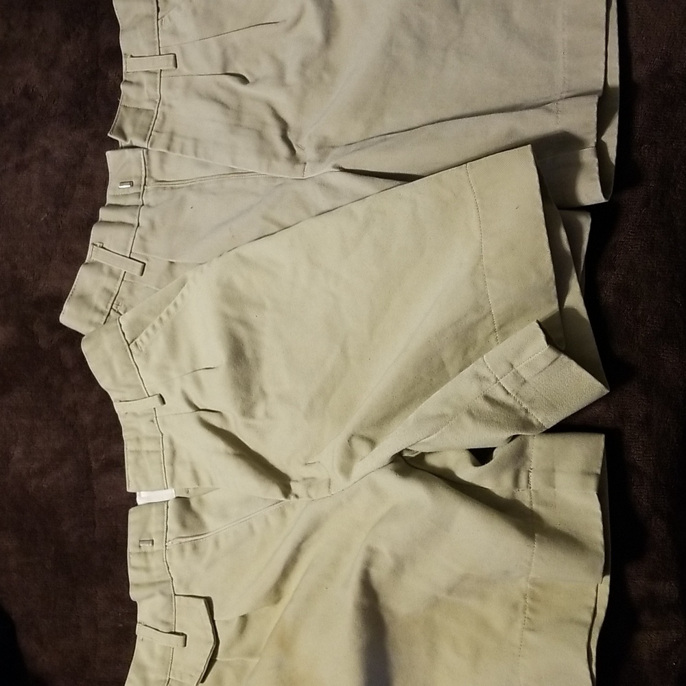 2pair Kids Pleated Khaki Uniform Shorts: A